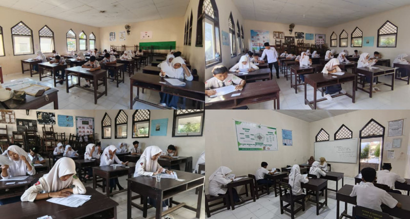 Hari Pertama Pelaksanaan Ujian Madrasah, Siswa MTsN 3 Lombok Barat Ikuti dengan Tertib dan Penuh Semangat
