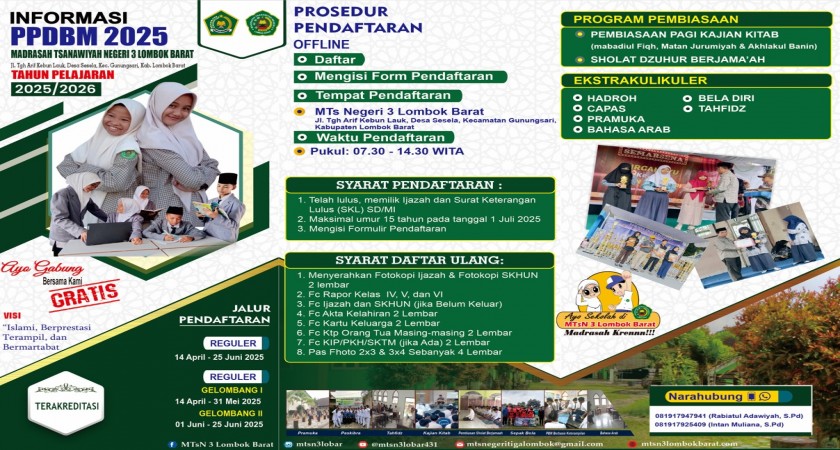 INFORMASI PENERIMAAN PESERTA DIDIK BARU TAHUN PELAJARAN 2025/2026